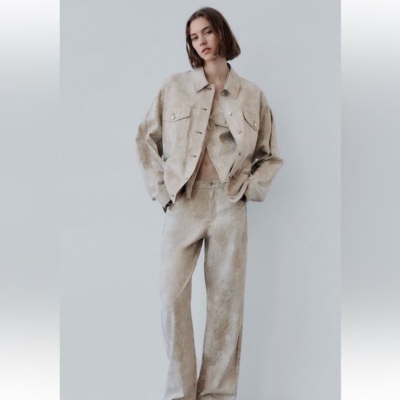 Zara Jackets & Blazers - NWT Zara Printed oversized linen blend jacket
